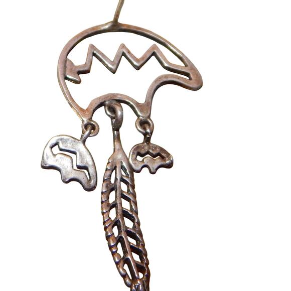 Vintage Native Folk Lore Tribal Bear & Feather Earrings - Picture 9 of 10